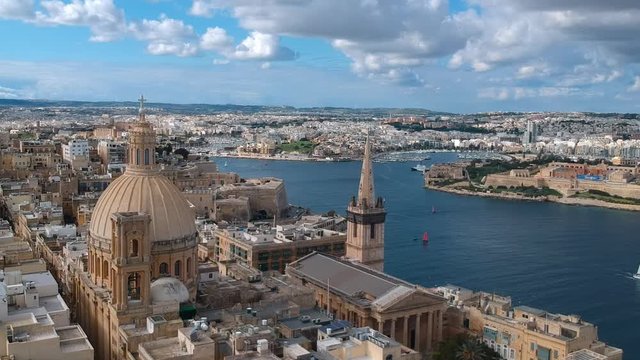 Beautiful architecture in Valletta, capital city of Malta