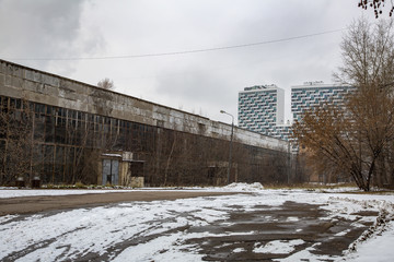 Abandoned territory of the MIG Aircraft Building Plant in Moscow, Russia