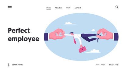 Deadline Situation and High Quality Professional Specialist Wanted Website Landing Page. Huge Human Hands Pulling Businessman at Opposite Sides Web Page Banner. Cartoon Flat Vector Illustration