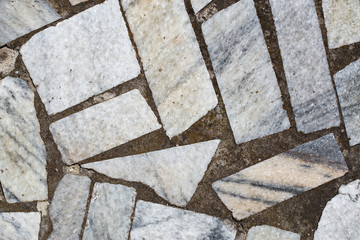 Texture of antique marble of gray and white color