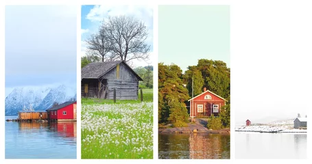 Fototapeten Four seasons of natural rustig cottage © bellan