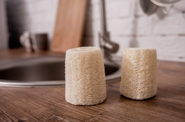 Bamboo natural eco washcloths. Zero waste. Background