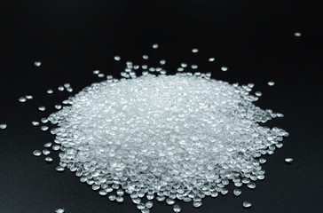 Close up of  plastic polymer granules, Plastic beads