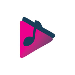 triangle play media music color note song logo design