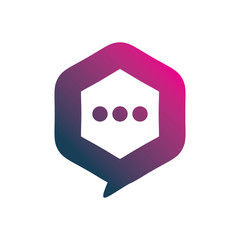 hexagon color modern chat logo design