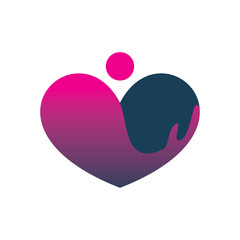 red pink blue people love care hand fluid logo design