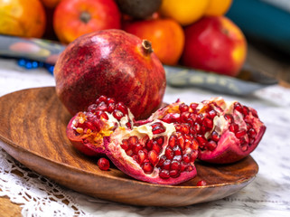 ripe open natural pomegranate fruit
