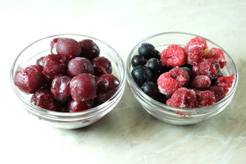 fresh berries, raspberries, black currants, cherries