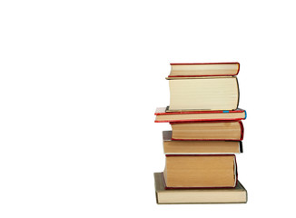 Stack of books isolated on a white background, back to school education concept.