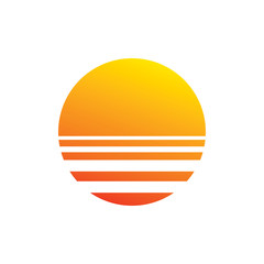 sunrise sunset yellow red color logo design