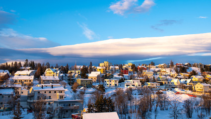 Obraz premium city of Tromso . The first rays of the sun after the polar night