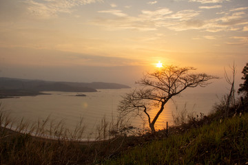 sunset over the lake
