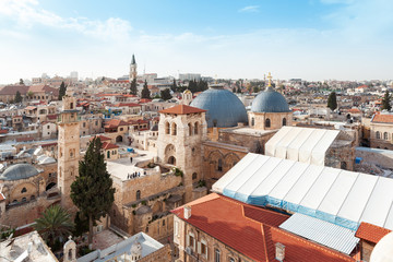Fototapeta na wymiar Church of the Holy Sepulcher, Jerusalem, Israel. Top view.