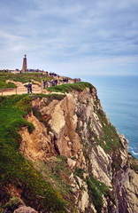 Fototapeta na wymiar Cabo da Roca or Cape Roca is the westernmost cape of the Eurasian continent, is located in Portugal, on the Iberian Peninsula.