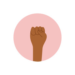 Fist rise up pink icon circle illustration