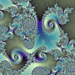 Water themed fractal ocean waves, digital artwork for creative graphic design