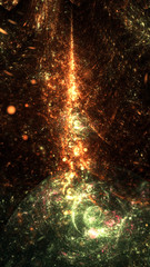 Glossy orange fractal spike, digital artwork for creative graphic design
