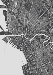 Obraz premium City map Manila, monochrome detailed plan, vector illustration