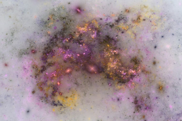 Pink and gold fractal spiral nebula, digital artwork for creative graphic design