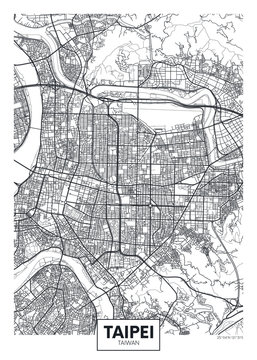 City Map Taipei, Travel Vector Poster Design