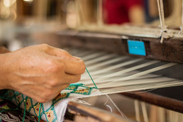 Fototapeta na wymiar hand woven fabric in luang Prabang
