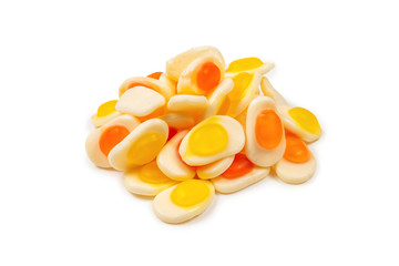 Eggs gummy candies. Top view. Jelly  sweets.