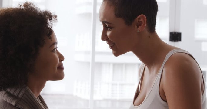 Lesbian couple kissing each other 