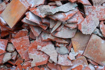 Broken bricks. The texture of the fragments of bricks