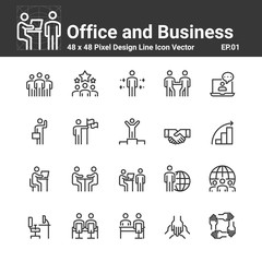 Office and Business Icons, Persons Crowd Symbol Perfect Design Simple Set For Using In Web site Infographics Report, Line Vector Illustration