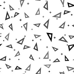 Black Triangular ruler icon isolated seamless pattern on white background. Straightedge symbol. Geometric symbol. Vector Illustration