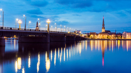 Fototapeta premium Riga, latvia. View of the evening city of Riga