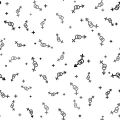 Black Gender icon isolated seamless pattern on white background. Symbols of men and women. Sex symbol. Vector Illustration