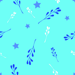 Fototapeta na wymiar Seamless Vector Pattern with branches and stars for decoration, textile, print, fabric
