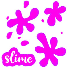 Slime text. Slimy colourful glossy dripping stains vector illustration. children's creativity art. Calligraphy lettered word.