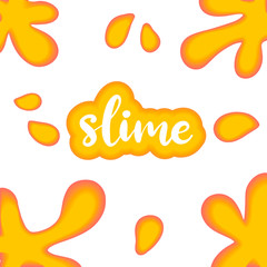 Slime text. Slimy colourful glossy dripping stains vector illustration. children's creativity art. Calligraphy lettered word.