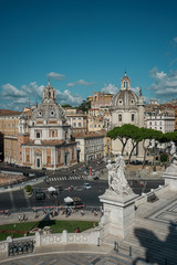 Obraz premium Rome, Italy - 29/09/2019 - Beautiful view of Santa Maria di Loreto Church in Piazza Venecia (Venice Square) from Altare della Patria