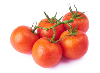 Fresh raw tomatoes isolated on white background