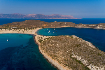 Fototapeta na wymiar Aerial view of Simos beach in Elafonisos island in Greece.