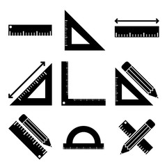 Ruler set icon, logo isolated on white background