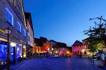 Fototapeta na wymiar Kronach leuchtet 2013 blaue Stunde
