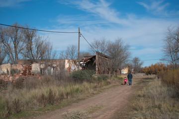 Ruins of a house in an abandoned town