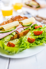 French croissant with ham