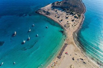 Fototapeta premium Aerial view of Simos beach in Elafonisos island in Greece.
