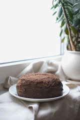 Basque beret chocolate cake cooked at home