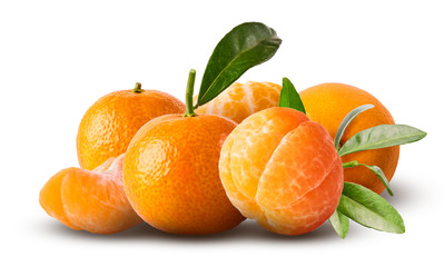 Fresh ripe mandarine on white background.