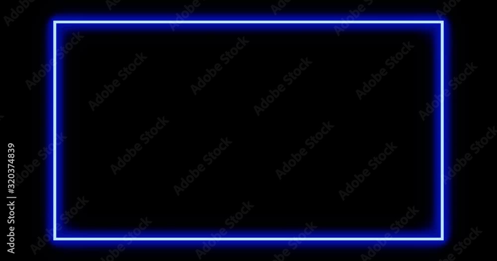 Poster blue neon border using abstract glowing light makes frame. a flashing boundary for edging of adverti
