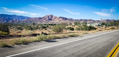 Desert mountains and Antelope Woods Road in Acton California.  © Georges