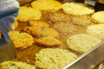 Korean deep fried food at market 