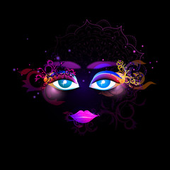 Beautiful abstract girl with patterns on her eyes.