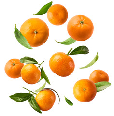 Fresh ripe mandarine on white background.